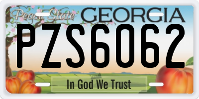 GA license plate PZS6062