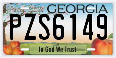 GA license plate PZS6149