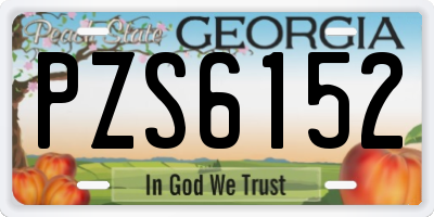 GA license plate PZS6152