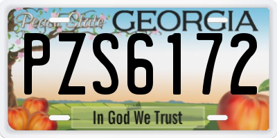 GA license plate PZS6172