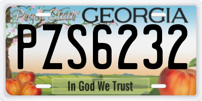 GA license plate PZS6232