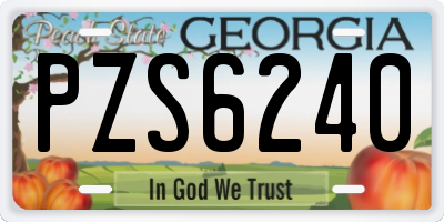 GA license plate PZS6240