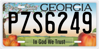 GA license plate PZS6249