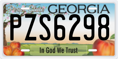 GA license plate PZS6298