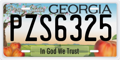 GA license plate PZS6325