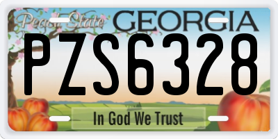 GA license plate PZS6328