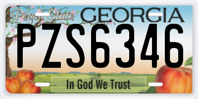 GA license plate PZS6346