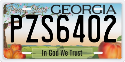 GA license plate PZS6402