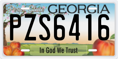 GA license plate PZS6416