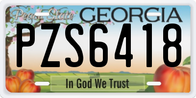 GA license plate PZS6418