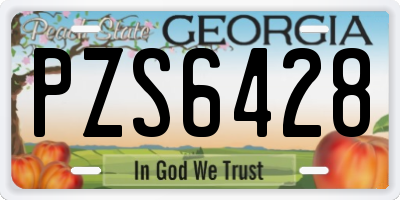 GA license plate PZS6428