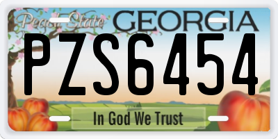 GA license plate PZS6454