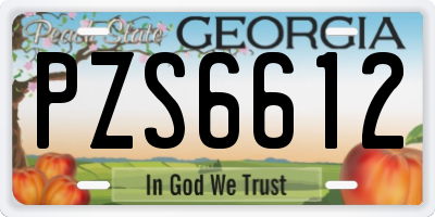 GA license plate PZS6612