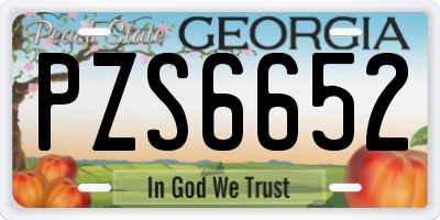 GA license plate PZS6652