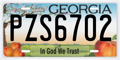 GA license plate PZS6702