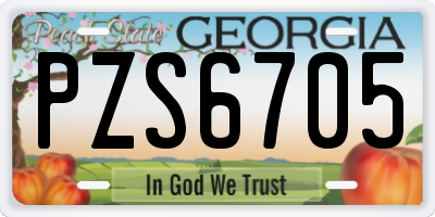 GA license plate PZS6705