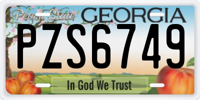 GA license plate PZS6749