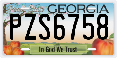 GA license plate PZS6758