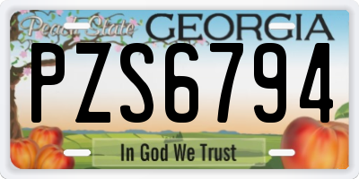 GA license plate PZS6794