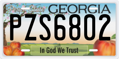 GA license plate PZS6802