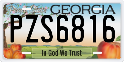 GA license plate PZS6816