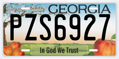 GA license plate PZS6927