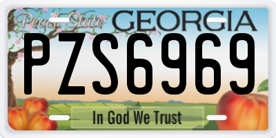 GA license plate PZS6969