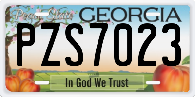 GA license plate PZS7023