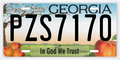 GA license plate PZS7170