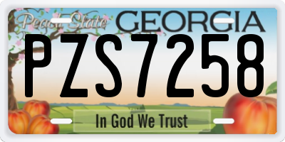 GA license plate PZS7258