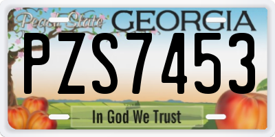 GA license plate PZS7453