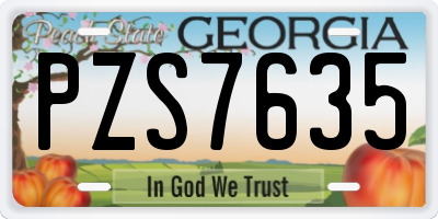 GA license plate PZS7635