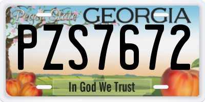 GA license plate PZS7672