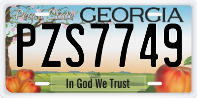 GA license plate PZS7749