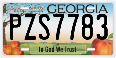 GA license plate PZS7783