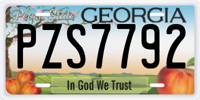 GA license plate PZS7792