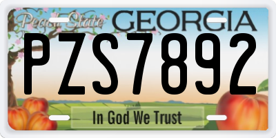 GA license plate PZS7892
