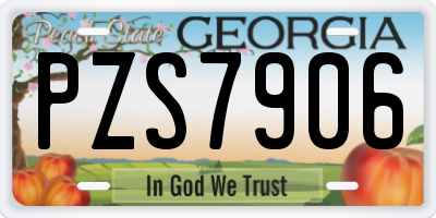 GA license plate PZS7906