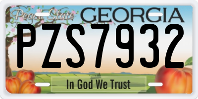 GA license plate PZS7932