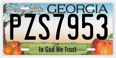 GA license plate PZS7953