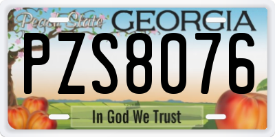 GA license plate PZS8076