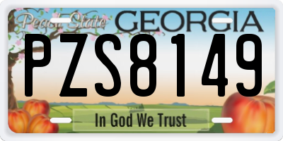 GA license plate PZS8149