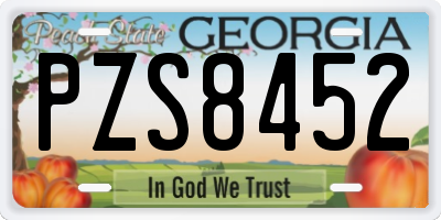 GA license plate PZS8452