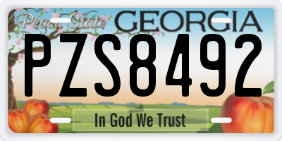 GA license plate PZS8492