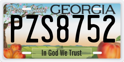 GA license plate PZS8752
