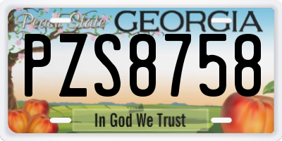 GA license plate PZS8758