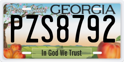 GA license plate PZS8792