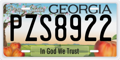 GA license plate PZS8922