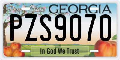 GA license plate PZS9070