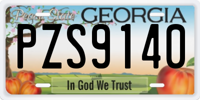 GA license plate PZS9140